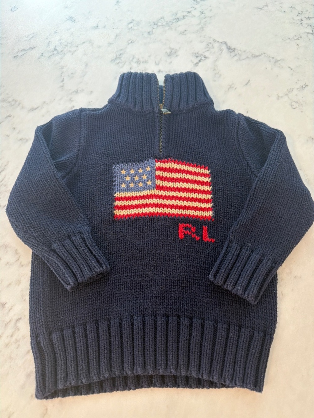 Ralph Lauren American Flag Sweater in Navy